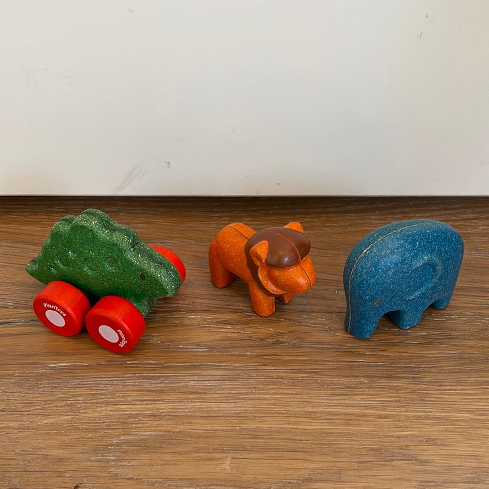 Set of Plan Toys - Dino, Lion, Elephant